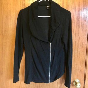 Black Cardigan Zip-Up, Size Small